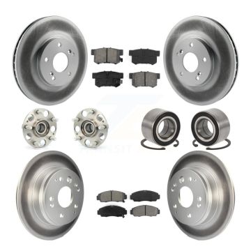Front Rear Hub Bearing Assembly Coated Disc Brake Rotors And Pads Kit (10Pc) For Acura TL KBB-107987
