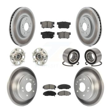 Front Rear Hub Bearing Assembly Coated Disc Brake Rotors And Pads Kit (10Pc) For Acura TL KBB-107988