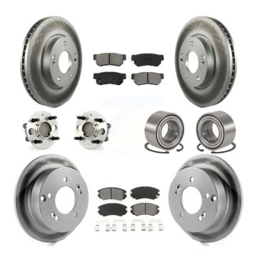 Front Rear Hub Bearing Coat Brake Rotor Pads Kit (10Pc) For 05 Hyundai Sonata 4-Wheel ABS KBB-107990