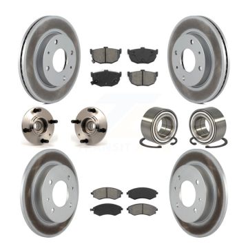 Front Rear Hub Bearings Coated Disc Brake Rotors And Pads Kit (10Pc) For Hyundai Elantra KBB-108001