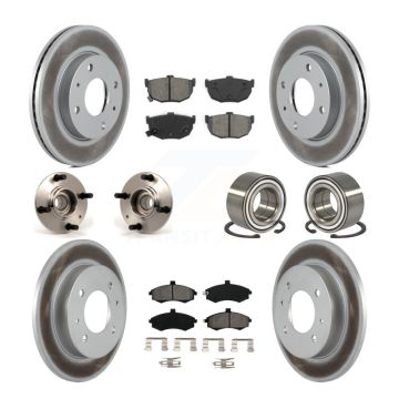 Front Rear Hub Bearings Coated Disc Brake Rotors And Pads Kit (10Pc) For Hyundai Elantra KBB-108002