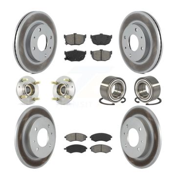 Front Rear Hub Bearings Coated Disc Brake Rotors And Pads Kit (10Pc) For Hyundai Elantra KBB-108004