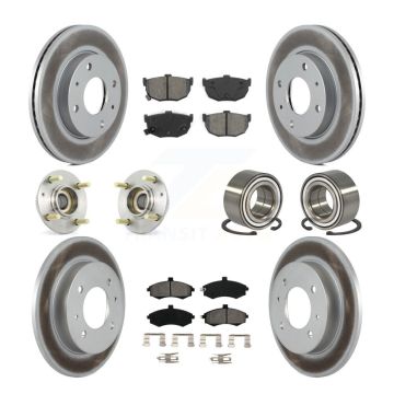 Front Rear Hub Bearings Coated Disc Brake Rotors And Pads Kit (10Pc) For Hyundai Elantra KBB-108005