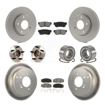 Front Rear Hub Bearings Coated Disc Brake Rotors And Pads Kit (10Pc) For Hyundai Santa Fe KBB-108007