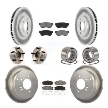 Front Rear Hub Bearings Coated Disc Brake Rotors And Pads Kit (10Pc) For Hyundai Santa Fe KBB-108008