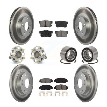 Front Rear Hub Bearing Assembly Coated Disc Brake Rotor And Pads Kit (10Pc) For Acura CSX KBB-108014