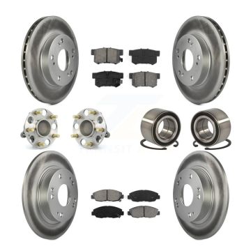 Front Rear Wheel Hub Bearing Coated Disc Brake Rotors And Pads Kit (10Pc) For Honda Civic KBB-108017