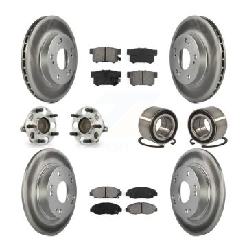Front Rear Wheel Hub Bearing Coated Disc Brake Rotors And Pads Kit (10Pc) For Honda Civic KBB-108019