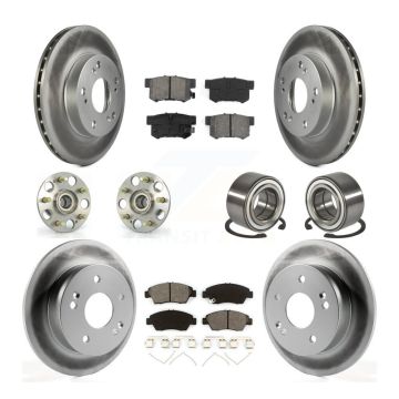 Front Rear Hub Bearing Coated Disc Brake Rotor & Pads Kit (10Pc) For 2004 Honda Civic SiR KBB-108020