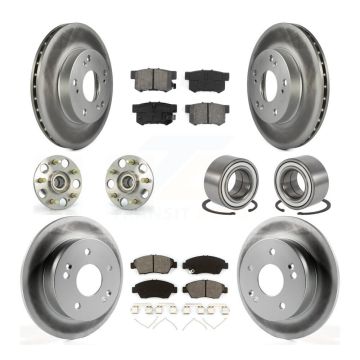 Front Rear Hub Bearing Coated Disc Brake Rotor & Pad Kit (10Pc) For Honda Civic Acura RSX KBB-108021