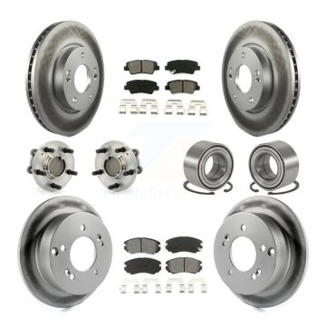 Front Rear Hub Bearings Coated Disc Brake Rotors And Pads Kit (10Pc) For Hyundai Sonata KBB-108023