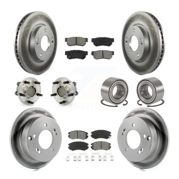 Front Rear Hub Bearing Coated Brake Rotor & Pads Kit (10Pc) For Hyundai Sonata Kia Optima KBB-108024