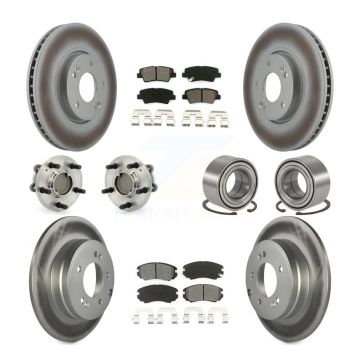 Front Rear Hub Bearings Coated Disc Brake Rotors And Pads Kit (10Pc) For Hyundai Sonata KBB-108025