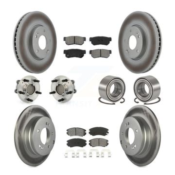 Front Rear Hub Bearings Coated Disc Brake Rotors And Pads Kit (10Pc) For Hyundai Sonata KBB-108026