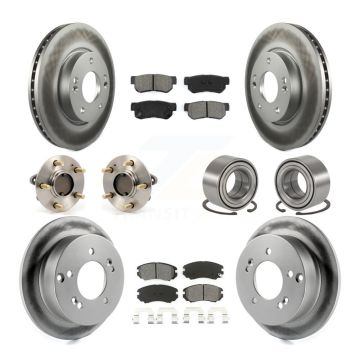 Front Rear Hub Bearing Coated Brake Rotor & Pads Kit (10Pc) For Hyundai Sonata Kia Optima KBB-108027
