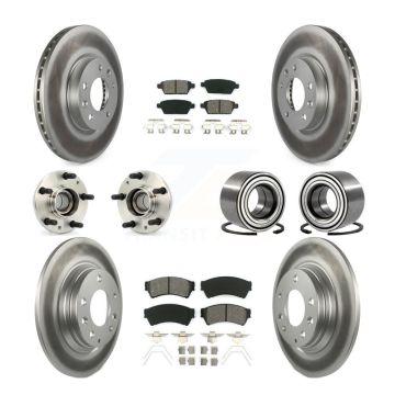 Front Rear Hub Bearing Coated Brake Rotor Pads Kit (10Pc) For Ford Fusion Mazda 6 Lincoln KBB-108030