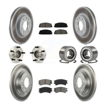 Front Rear Hub Bearings Assembly Coated Disc Brake Rotors And Pads Kit (10Pc) For Mazda 6 KBB-108031