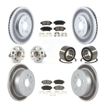 Front Rear Hub Bearing Coated Brake Rotor Pads Kit (10Pc) For 2004-2010 Toyota Sienna FWD KBB-108034