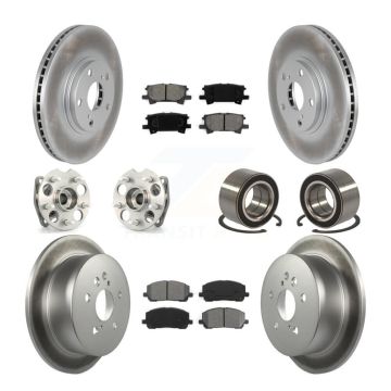 Front Rear Hub Bearing Coated Disc Brake Rotors And Pads Kit (10Pc) For Toyota Highlander KBB-108036