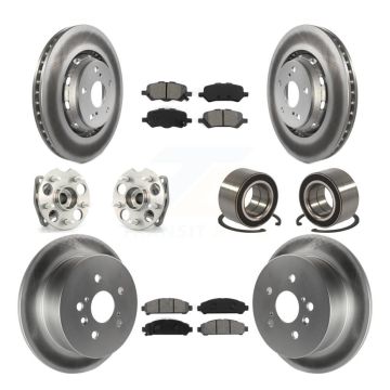 Front Rear Hub Bearing Coated Brake Rotor & Pad Kit (10Pc) For 2009-2016 Toyota Venza AWD KBB-108039