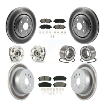 Front Rear Hub Bearing Coated Brake Rotor Pads Kit (10Pc) For 08-13 Toyota Highlander AWD KBB-108040