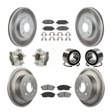 Front Rear Wheel Hub Bearing Coated Disc Brake Rotor And Pad Kit (10Pc) For Nissan Altima KBB-108041