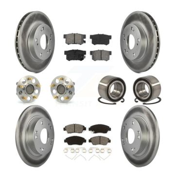 Front Rear Wheel Hub Bearing Coated Disc Brake Rotors And Pads Kit (10Pc) For Honda Civic KBB-108058