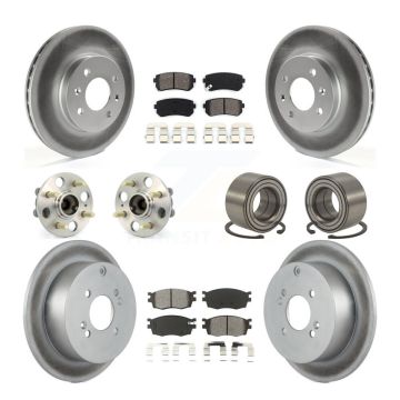 Front Rear Hub Bearing Coated Brake Rotor Pads Kit (10Pc) For Hyundai Accent Kia Rio5 Rio KBB-108059