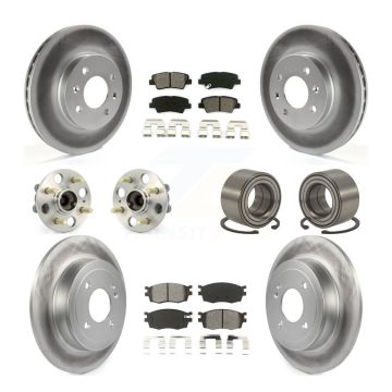 Front Rear Hub Bearing Coat Brake Rotor Pads Kit (10Pc) For 11 Hyundai Accent 4-Wheel ABS KBB-108060