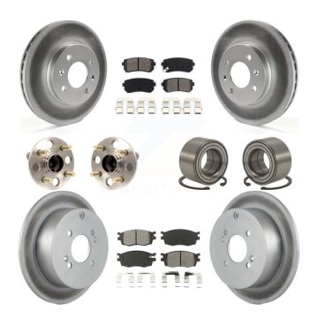 Front Rear Hub Bearing Coated Brake Rotor Pads Kit (10Pc) For Hyundai Accent Kia Rio Rio5 KBB-108061