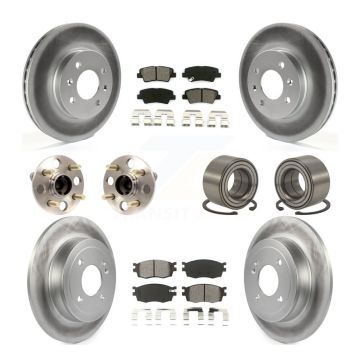 Front Rear Hub Bearing Coated Brake Rotor Pads Kit (10Pc) For 2011 Hyundai Accent Non-ABS KBB-108062