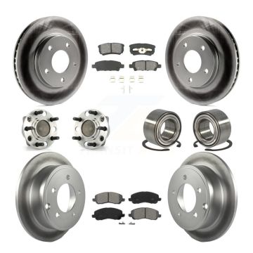 Front Rear Wheel Hub Bearing Coated Disc Brake Rotor And Pad Kit (10Pc) For Dodge Caliber KBB-108068