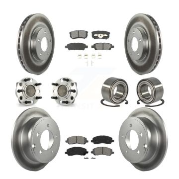 Front Rear Wheel Hub Bearing Coated Disc Brake Rotor And Pad Kit (10Pc) For Dodge Caliber KBB-108069