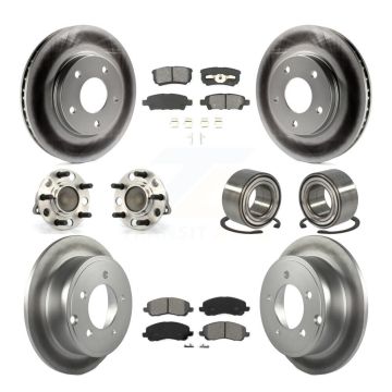 Front Rear Wheel Hub Bearing Coated Disc Brake Rotor And Pad Kit (10Pc) For Dodge Caliber KBB-108070