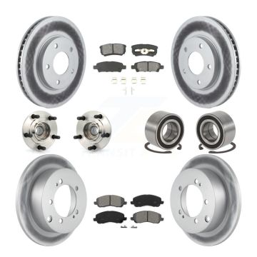 Front Rear Hub Bearing Coated Brake Rotor & Pad Kit (10Pc) For Mitsubishi Lancer Ralliart KBB-108078