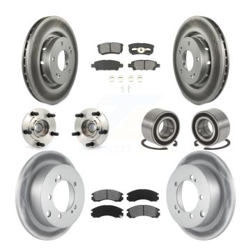 Front Rear Hub Bearing Coat Brake Rotor Pad Kit (10Pc) For 05-06 Mitsubishi Outlander FWD KBB-108079