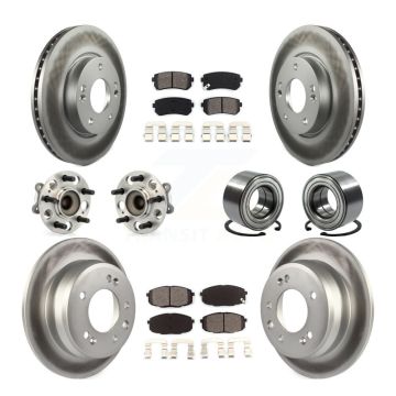 Front Rear Hub Bearings Coated Disc Brake Rotors And Pads Kit (10Pc) For Hyundai Elantra KBB-108080