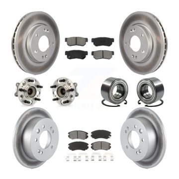 Front Rear Hub Bearings Coated Disc Brake Rotors And Pads Kit (10Pc) For Hyundai Elantra KBB-108082