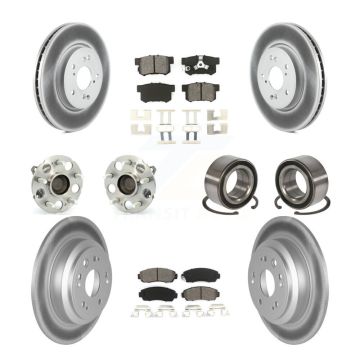 Front Rear Hub Bearing Coated Brake Rotor & Pad Kit (10Pc) For Honda Accord Crosstour FWD KBB-108088