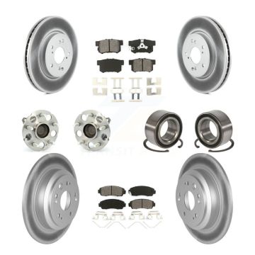 Front Rear Hub Bearing Coat Brake Rotor Pads Kit (10Pc) For 2013-2015 Honda Crosstour FWD KBB-108089