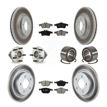 Front Rear Wheel Hub Bearing Coated Disc Brake Rotor And Pad Kit (10Pc) For Mazda 3 Sport KBB-108093