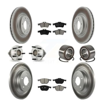 Front Rear Hub Bearings Assembly Coated Disc Brake Rotors And Pads Kit (10Pc) For Mazda 5 KBB-108094