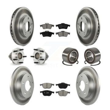 Front Rear Wheel Hub Bearing Coated Disc Brake Rotor And Pad Kit (10Pc) For Mazda 3 Sport KBB-108096