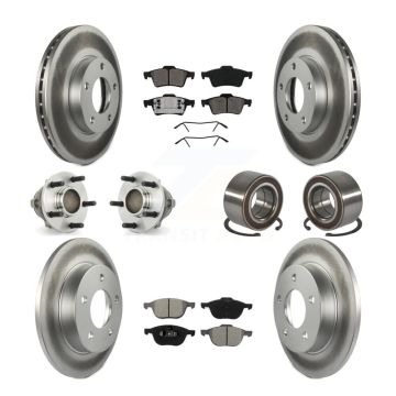 Front Rear Hub Bearing Coat Brake Rotor Pads Kit (10Pc) For Mazda 3 2.0L with 4-Wheel ABS KBB-108097