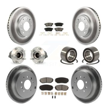 Front Rear Hub Bearing Coated Brake Rotor And Pad Kit (10Pc) For 2007-2012 Mazda CX-7 FWD KBB-108102