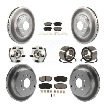 Front Rear Hub Bearing Coated Brake Rotor And Pad Kit (10Pc) For 2007-2012 Mazda CX-7 AWD KBB-108103