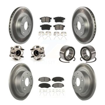 Front Rear Wheel Hub Bearing Coated Disc Brake Rotor And Pads Kit (10Pc) For Honda Accord KBB-108104