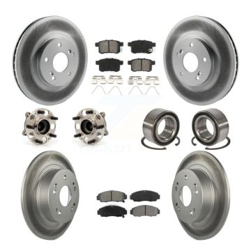 Front Rear Hub Bearing Coated Disc Brake Rotor Pads Kit (10Pc) For Honda Accord Acura TSX KBB-108106