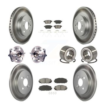 Front Rear Wheel Hub Bearing Coated Disc Brake Rotor And Pads Kit (10Pc) For Toyota Yaris KBB-108110