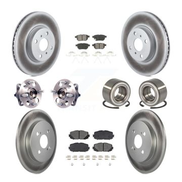 Front Rear Wheel Hub Bearing Coated Disc Brake Rotor And Pads Kit (10Pc) For Toyota Yaris KBB-108111